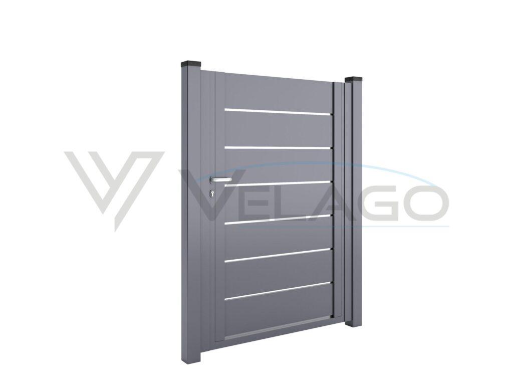 Ogrodzenie DOLCE od producenta Velago – kompletna instalacja z furtką i słupkami 100×100 mm
