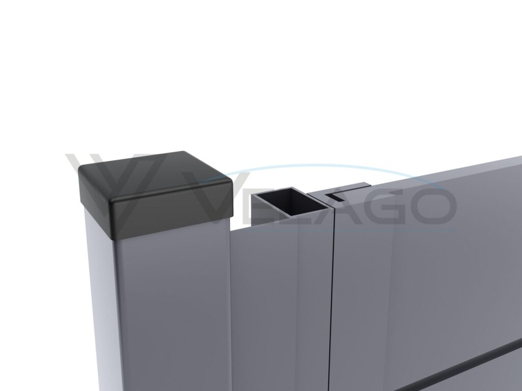 Ogrodzenie aluminiowe DOLCE – panoramiczny widok całego frontu posesji z bramą przesuwną i furtką