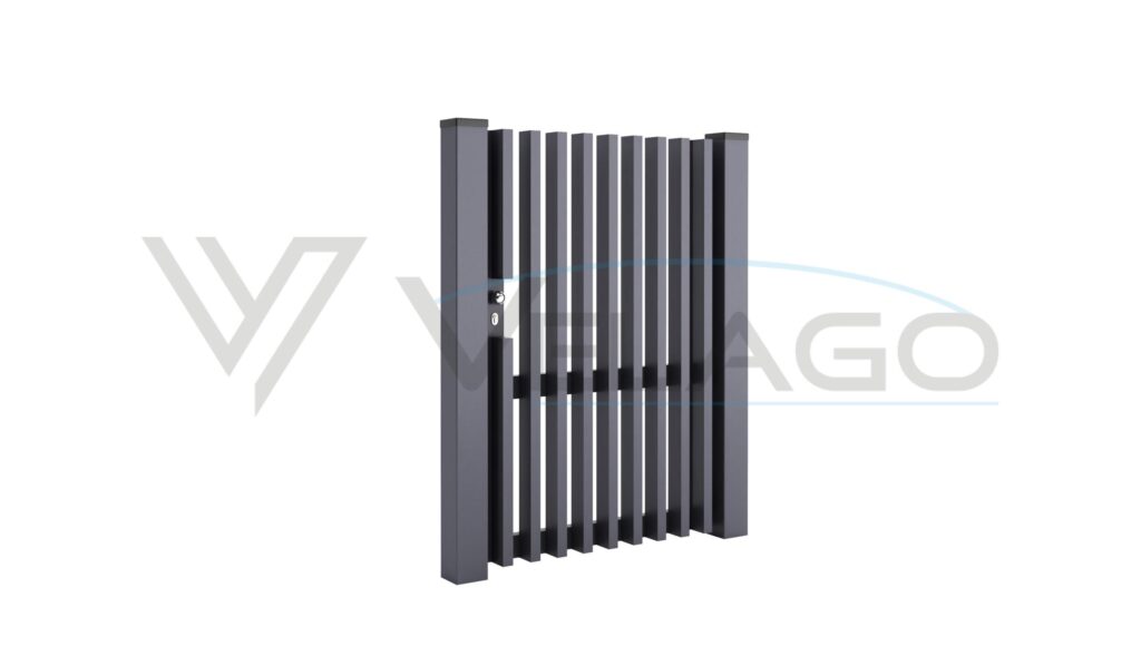 Ogrodzenie LEGGERO – zbliżenie na pionowe listwy 80×40 mm z rozstawem 70 mm