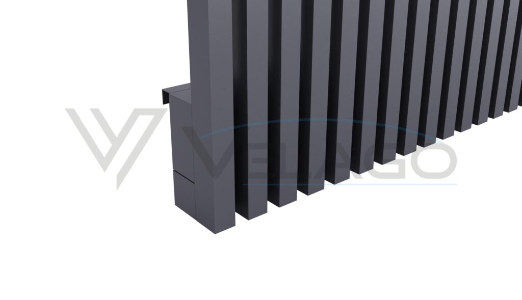 Ogrodzenie PESANTE Velago – brama uchylna z ryglami, profil bramowy 100×100 mm, RAL 7021
