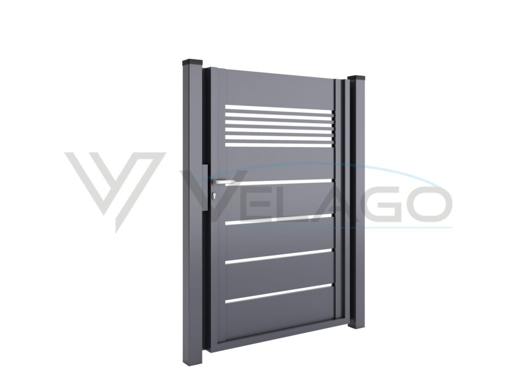 System ROSA Velago – dwuwymiarowy rytm poziomych lamel, widok frontowy, kolor RAL 9005