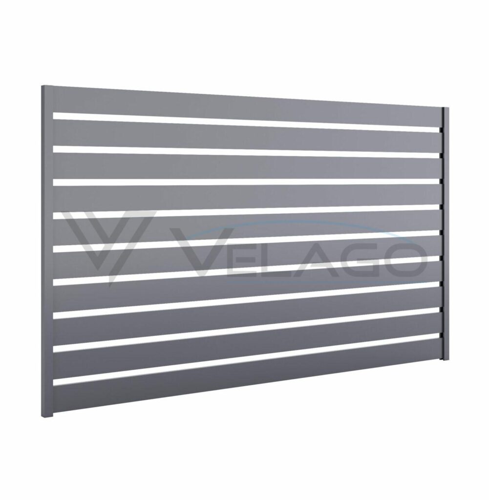 Ogrodzenie aluminiowe System SEMPRE – poziome profile 120×20 mm, kolor antracyt RAL 7016