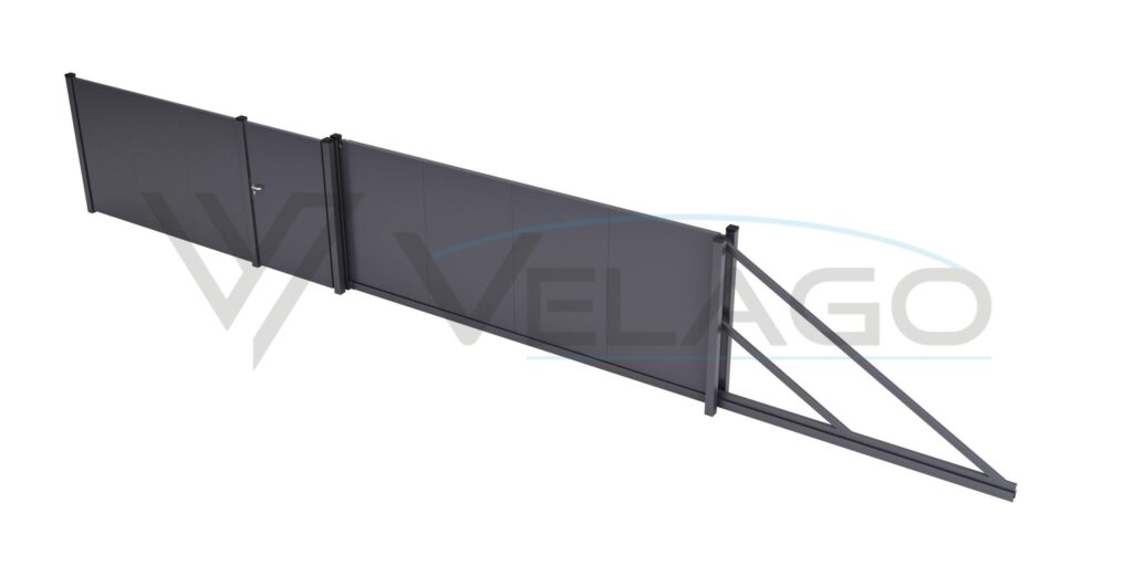System SUPREME – detal połączenia blachy aluminiowej z ramą bramy 60×40 mm