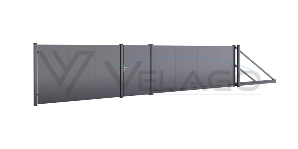 Ogrodzenie SUPREME – efekt akustyczny i wizualny pełnej blachy aluminiowej, kolor RAL 8019