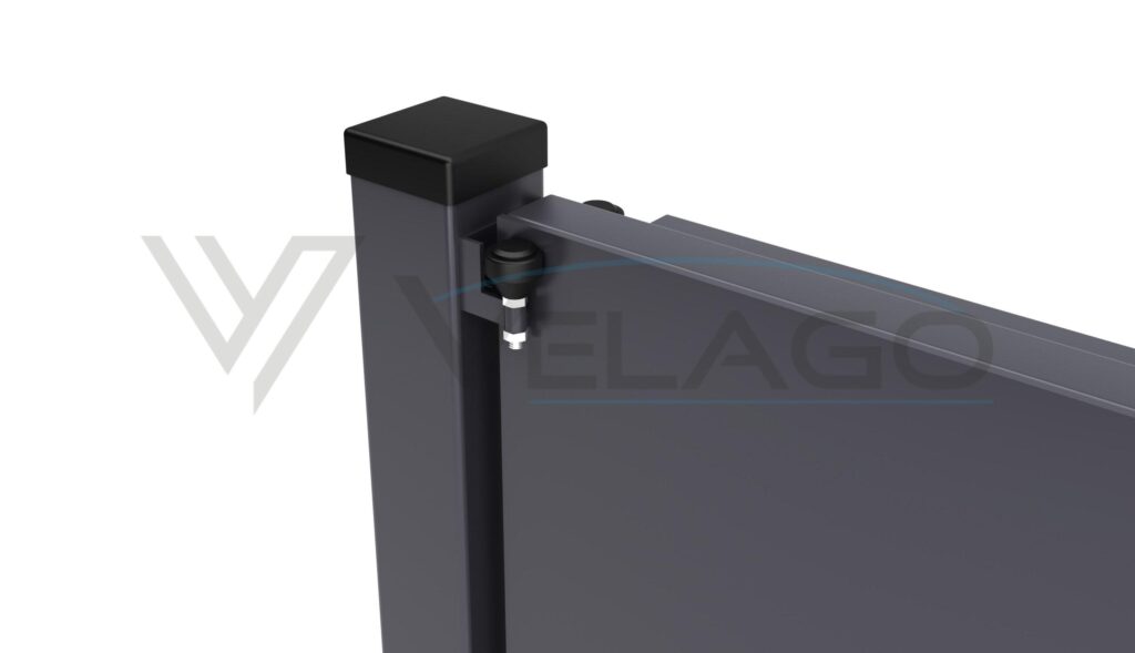 Ogrodzenie aluminiowe SUPREME – furtka z wkładką bębenkową i zamkiem w profilu 60×40 mm